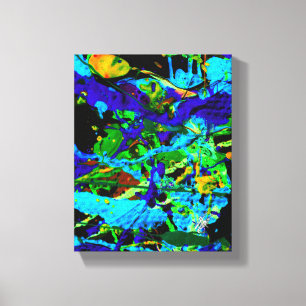 Cuttle Green Blue Abstrakter Spritzer Leinwanddruck