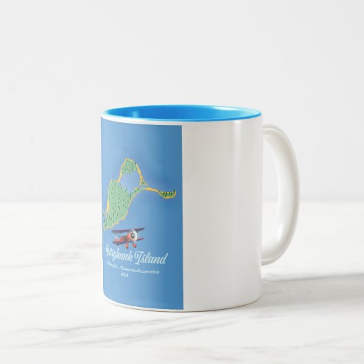 Cuttyhunk Insel Gosnold, Massachusetts Karte Zweifarbige Tasse (VorderseiteRechts)