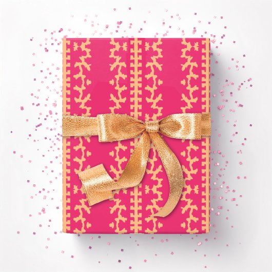 Cutwork-Ranke in Rosa und Orange Geschenkpapier