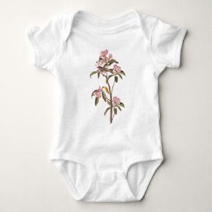 Cuvier's Kinglet Audubon Bird auf rosa Blume Baby Strampler