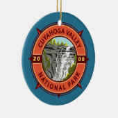 Cuyahoga Valley Nationalpark Retro Kompass Emblem Keramik Ornament (Rechts)