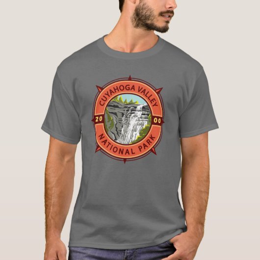 Cuyahoga Valley Nationalpark Retro Kompass Emblem T-Shirt (Vorderseite)
