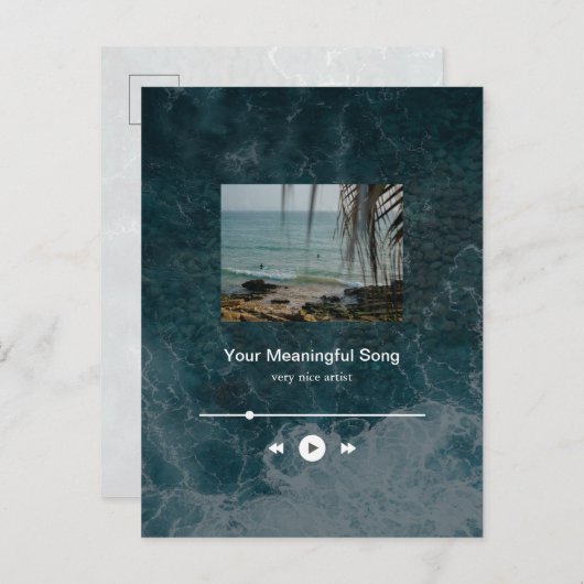 Cuztomizable Ocean Music Player Aesthetic Postkarte (Vorne/Hinten)