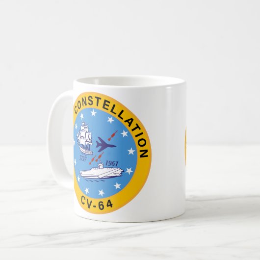 CV-64-Insigna des Flugzeugträgers der USS Constell Kaffeetasse (Vorderseite Links)