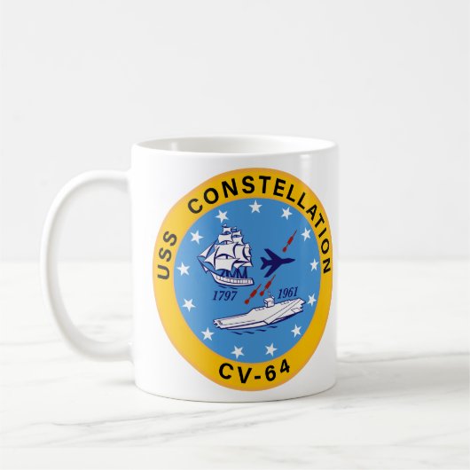 CV-64-Insigna des Flugzeugträgers der USS Constell Kaffeetasse (Links)