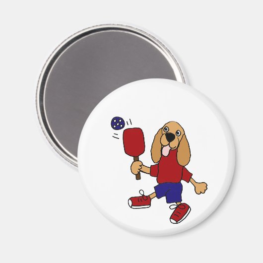CV - Cocker Spanisch Playing Pickleball Cartoon Magnet (Vorderseite/Rückseite)