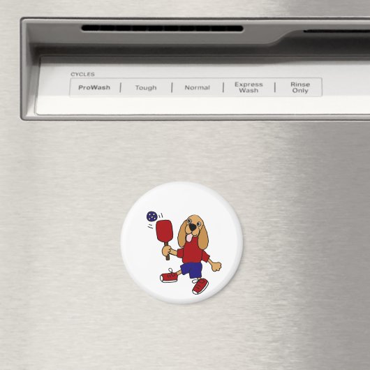 CV - Cocker Spanisch Playing Pickleball Cartoon Magnet (In Situ (Geschirrspüler))