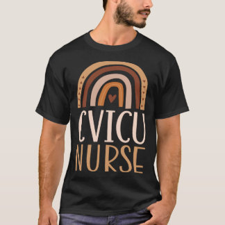 CVICU Nurse Nursing School Trendy Bohemian Rainbow T-Shirt