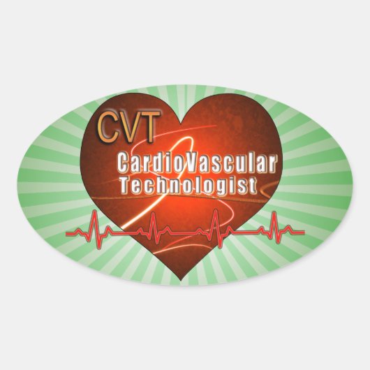 CVT HEART LOGO Kardiovaskulärer Technologe Ovaler Aufkleber (Vorderseite)