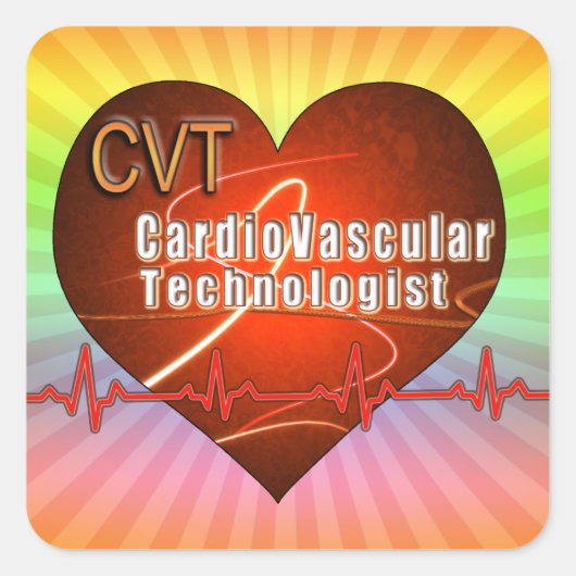 CVT HEART LOGO Kardiovaskulärer Technologe Quadratischer Aufkleber (Vorderseite)