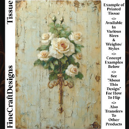 CW2 Decoupage, Vintage Creme und Weiße Rosen Seidenpapier