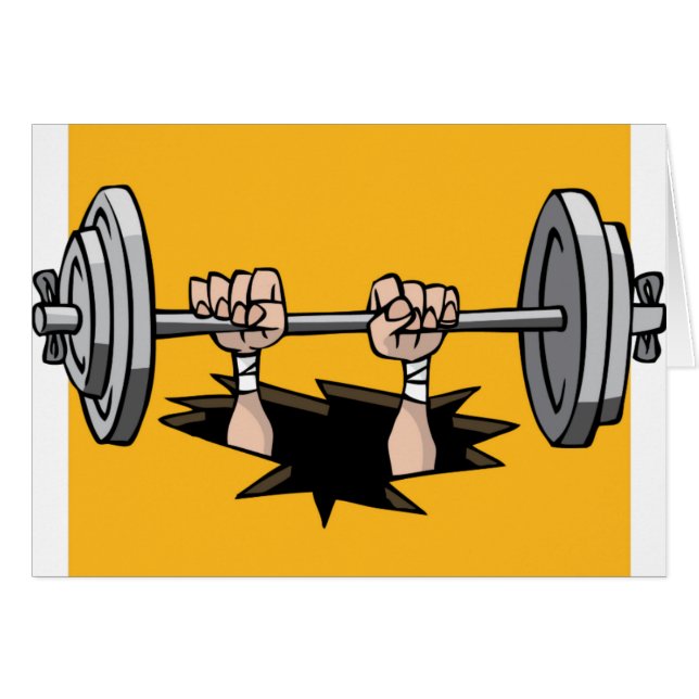 CWLFTF CARTOON WEIGHTLIFTER FALLEN DURCH DEN BODEN (Vorderseite (Horizontal))