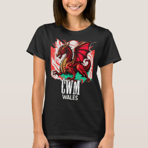Cwm Wales Welsh Flag Y Ddraig Goch Dragon T-Shirt