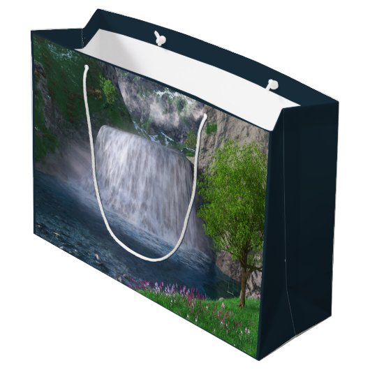 Cwm Waterfall Geschenktasche Große Geschenktüte (Rückseite Schrägansicht)