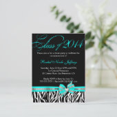 [CWR Tonya G] Schwarz-weißer aquamariner Einladung (Stehend Vorderseite)