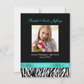 [CWR Tonya G] Schwarz-weißer aquamariner Einladung (Rückseite)