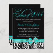 [CWR Tonya G] Schwarz-weißer aquamariner Einladung (Vorne/Hinten)