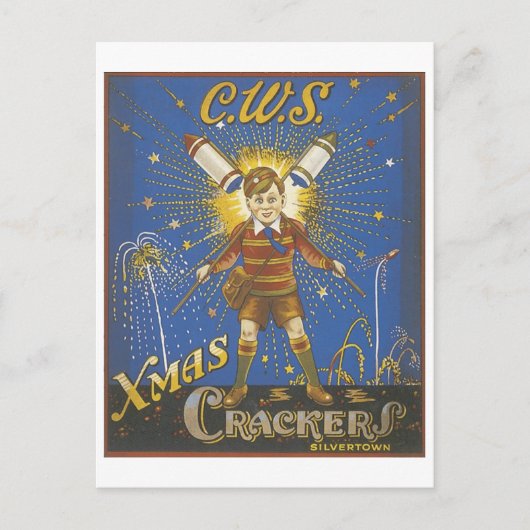 CWS Xmas Crackers Vintage Ad Feiertagspostkarte (Vorderseite)