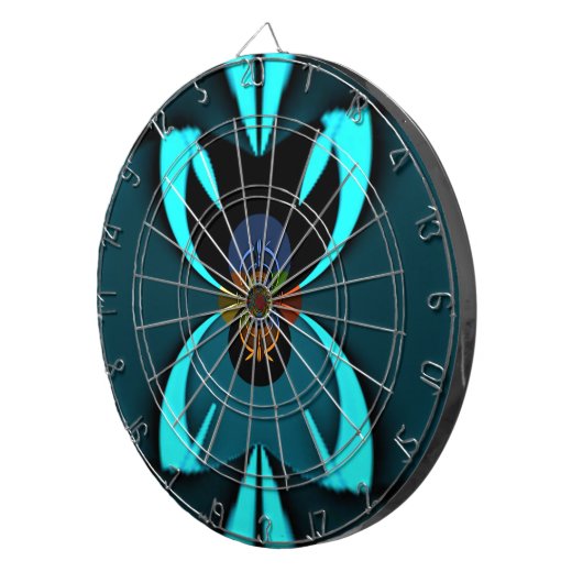 Cyan Abstrakt Art Print Dartscheibe (Vorderseite rechts)