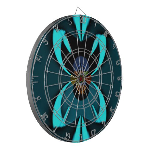 Cyan Abstrakt Art Print Dartscheibe (Vorderseite Links)