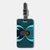 Cyan Abstrakt Art Print Gepäckanhänger (Vorderseite vertikal)