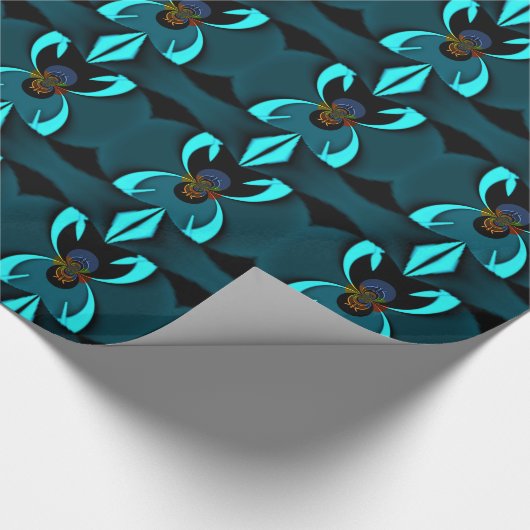 Cyan Abstrakt Art Print Geschenkpapier (Ecke)