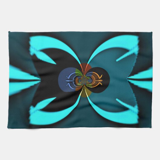 Cyan Abstrakt Art Print Geschirrtuch (Horizontal)