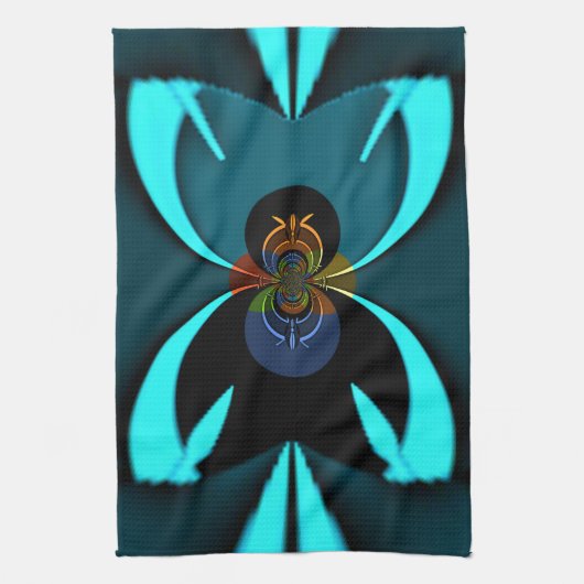 Cyan Abstrakt Art Print Geschirrtuch (Vertikal)