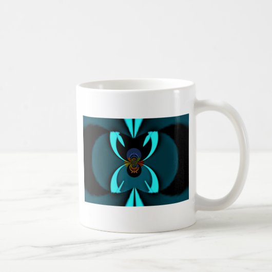 Cyan Abstrakt Art Print Kaffeetasse (Rechts)