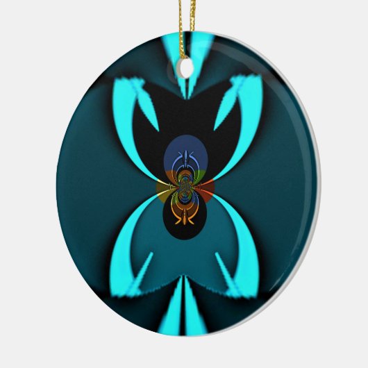 Cyan Abstrakt Art Print Keramik Ornament (Links)