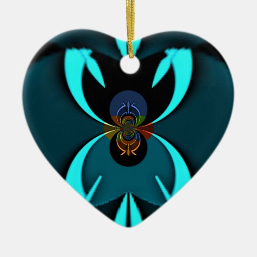 Cyan Abstrakt Art Print Keramik Ornament (Vorne)