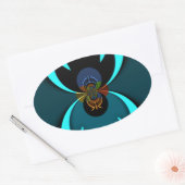Cyan Abstrakt Art Print Ovaler Aufkleber (Umschlag)