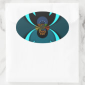 Cyan Abstrakt Art Print Ovaler Aufkleber (Tasche)