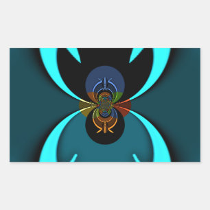 Cyan Abstrakt Art Print Rechteckiger Aufkleber