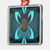Cyan Abstrakt Art Print Silbernes Ornament (Links)
