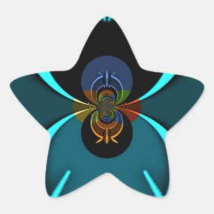 Cyan Abstrakt Art Print Stern-Aufkleber