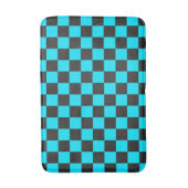 Cyan and charcoal checkerboard pattern badematte (Vorderseite Vertikal)