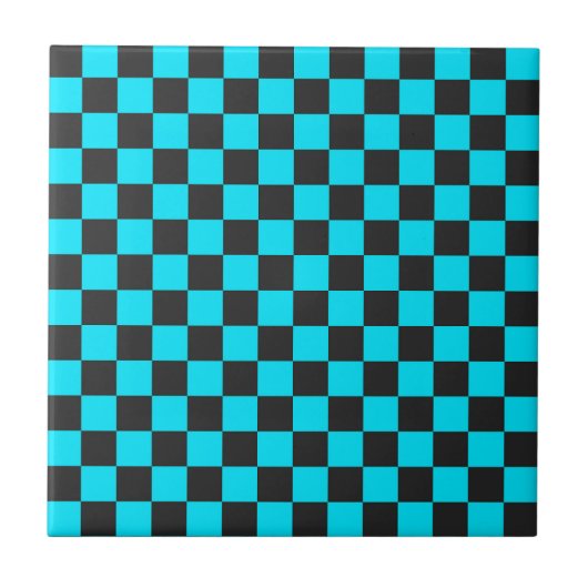 Cyan and charcoal checkerboard pattern fliese (Vorderseite)