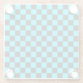 Cyan and charcoal checkerboard pattern glasuntersetzer (Rückseite)