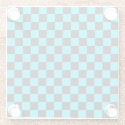 Cyan and charcoal checkerboard pattern glasuntersetzer (Rückseite)