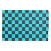 Cyan and charcoal checkerboard pattern kissenbezug (Rückseite-Links)