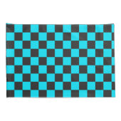 Cyan and charcoal checkerboard pattern kissenbezug (Rückseite-Rechts)