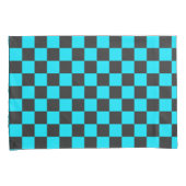 Cyan and charcoal checkerboard pattern kissenbezug (Vorderseite-Rechts)
