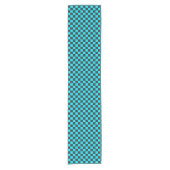 Cyan and charcoal checkerboard pattern kurzer tischläufer (Vorderseite)