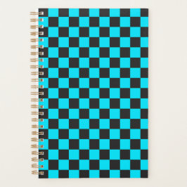 Cyan and charcoal checkerboard pattern planer
