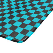 Cyan and charcoal checkerboard pattern schneidebrett (Ecke)