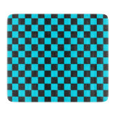 Cyan and charcoal checkerboard pattern schneidebrett (Vorderseite)