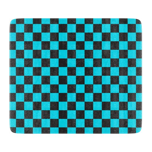 Cyan and charcoal checkerboard pattern schneidebrett (Vorderseite)