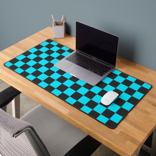 Cyan and charcoal checkerboard pattern schreibtischunterlage (Büro 2)