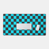 Cyan and charcoal checkerboard pattern schreibtischunterlage (Tastatur & Maus)